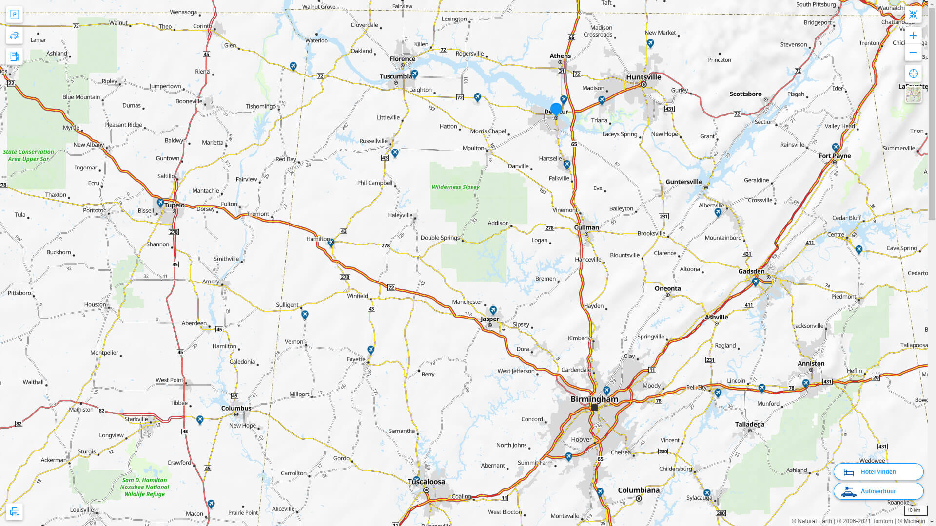 Interstate Highway Map of Decatur in Alabama